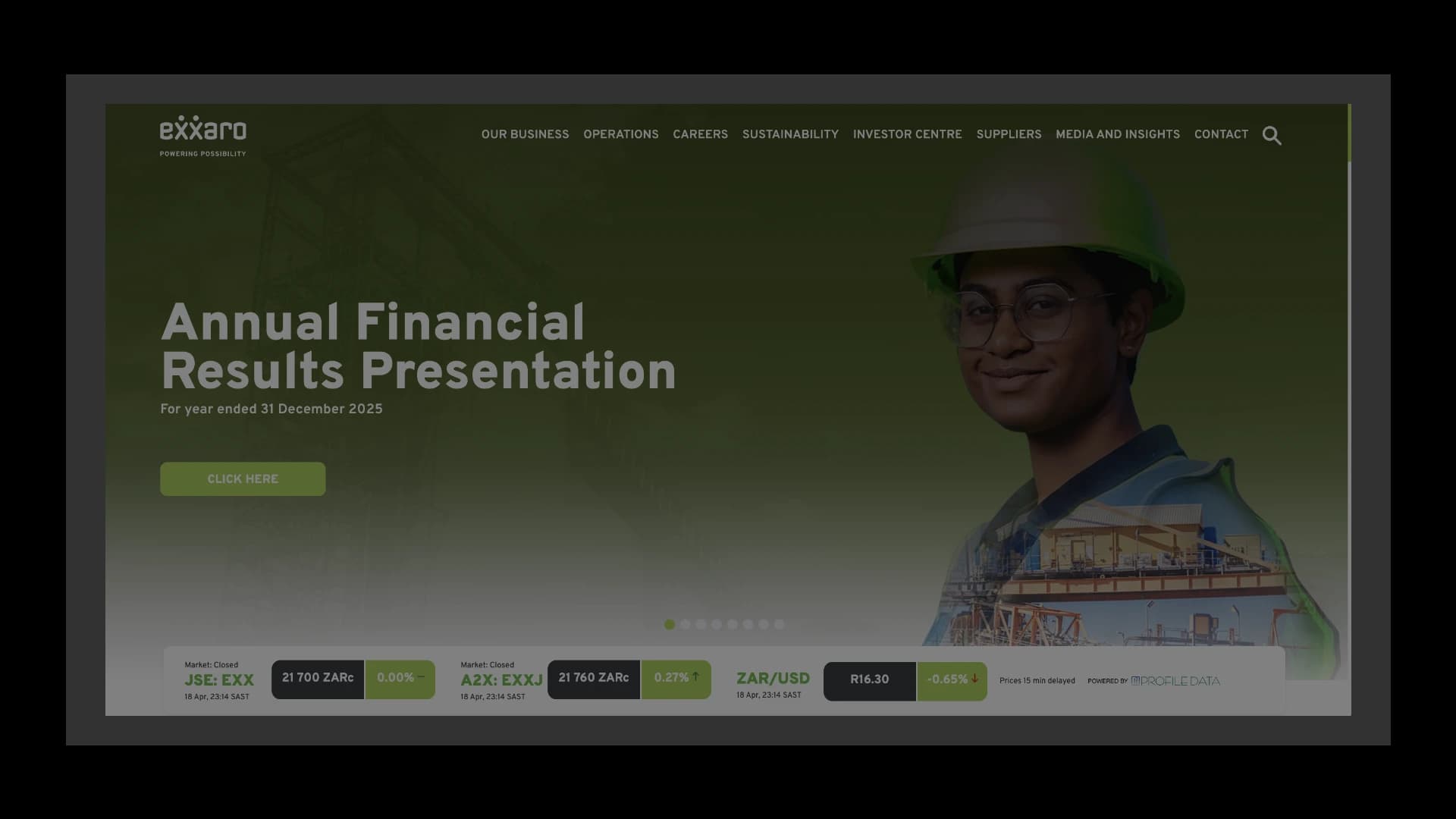 Exxaro Website Consulting screenshot