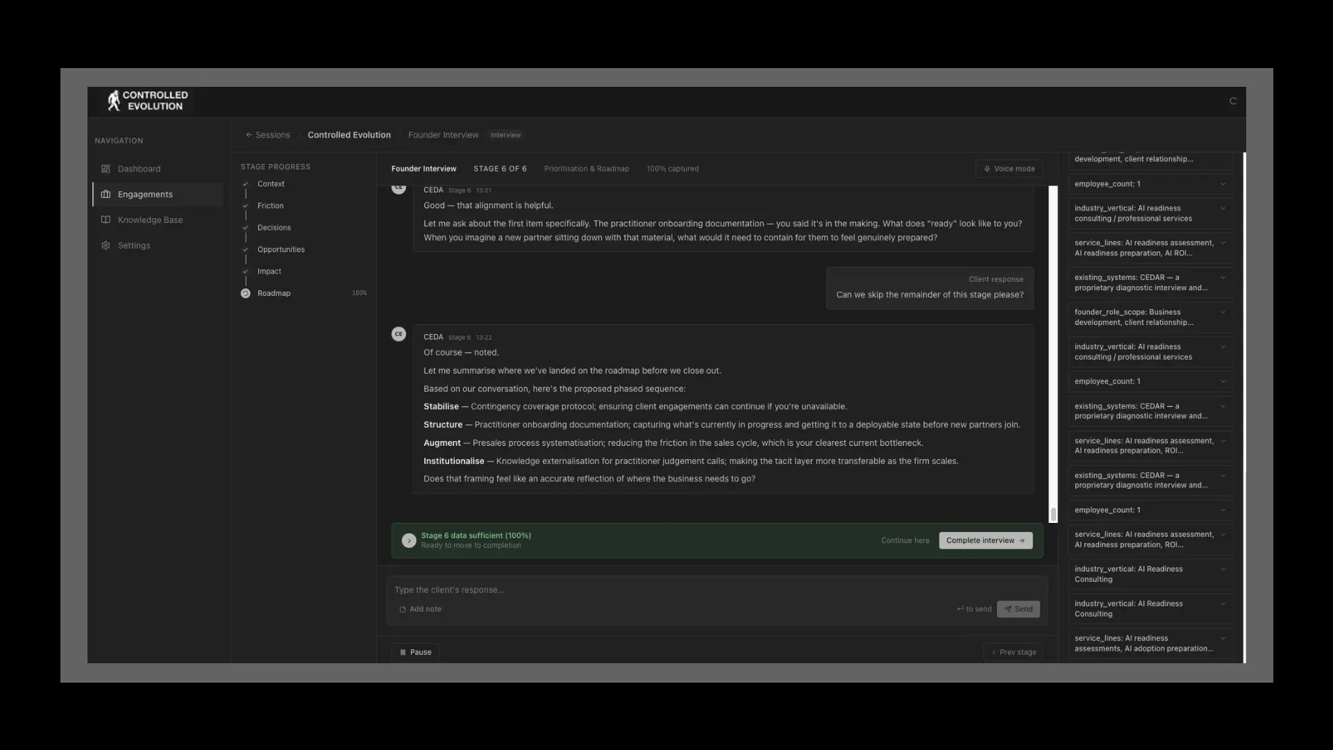 Controlled Evolution Diagnostic Agent (CEDA) screenshot